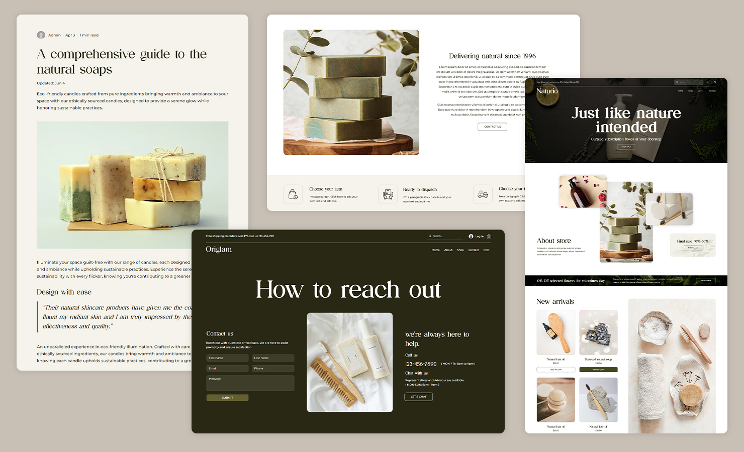 Origlam Organic Beauty and Cosmetics Website Wix Template