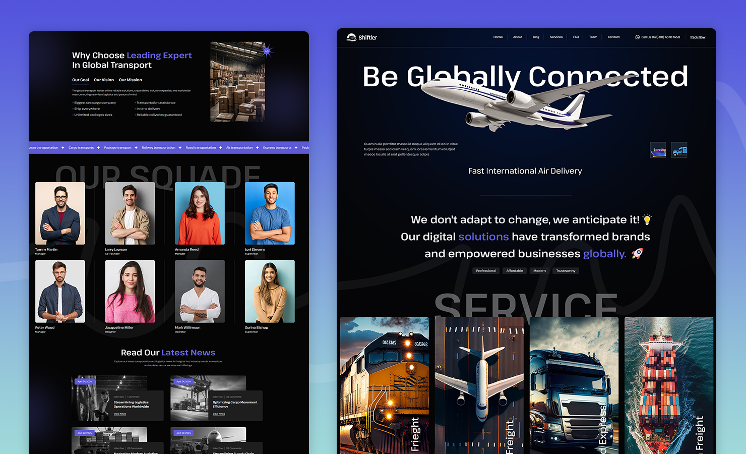 Shiftler Transportation and Logistics WordPress Theme