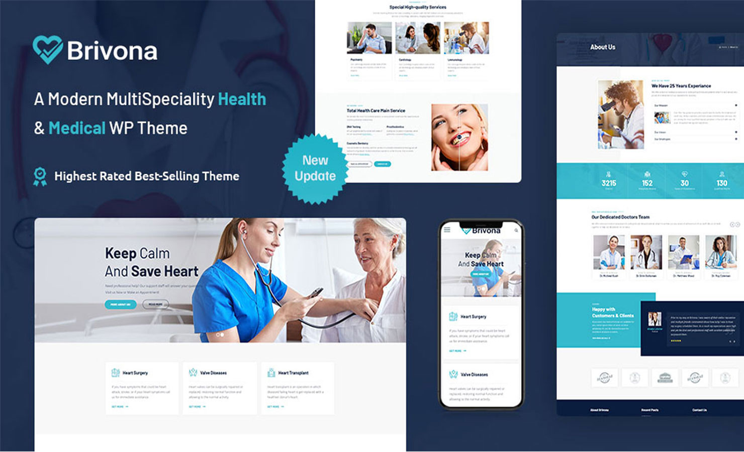 Brivona Clinical Websites WordPress Theme with Appointments Booking