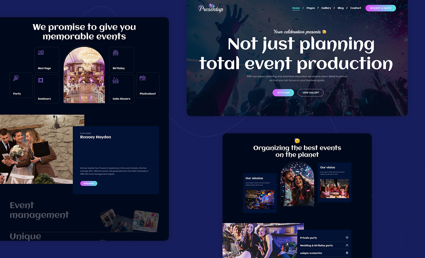 Presentup Event Planner and Celebrations Management WordPress Theme