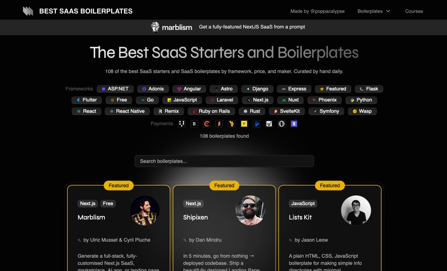 Best SaaS Boilerplates